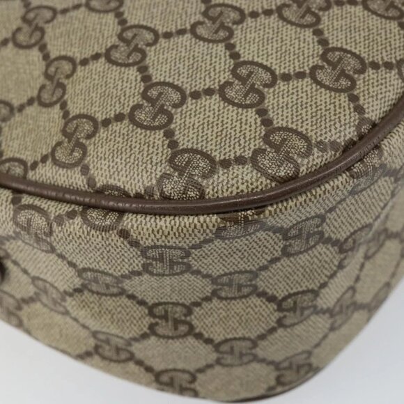 GUCCI GG Canvas Web Sherry Line Shoulder Bag PVC Leather Beige Red Auth 146151 - Picture 5 of 16